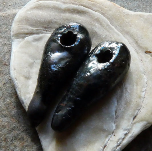 Ceramic Skinny Raku Irregular Pointy Shard Earring Charms