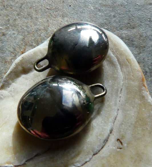 Ceramic Disc Drops Earring Charms -Platinum Lustre