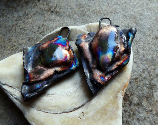Ceramic Scorched Flaky Slate Shards Earring Charms