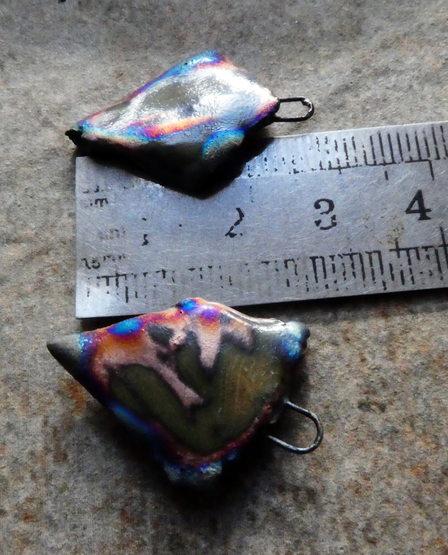 Ceramic Scorched Flaky Slate Shards Earring Charms