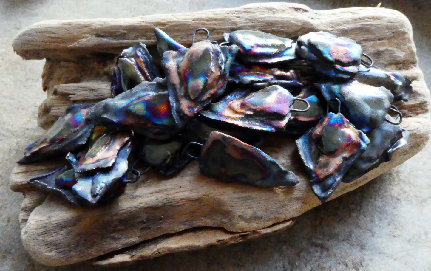 Ceramic Scorched Flaky Slate Shards Earring Charms