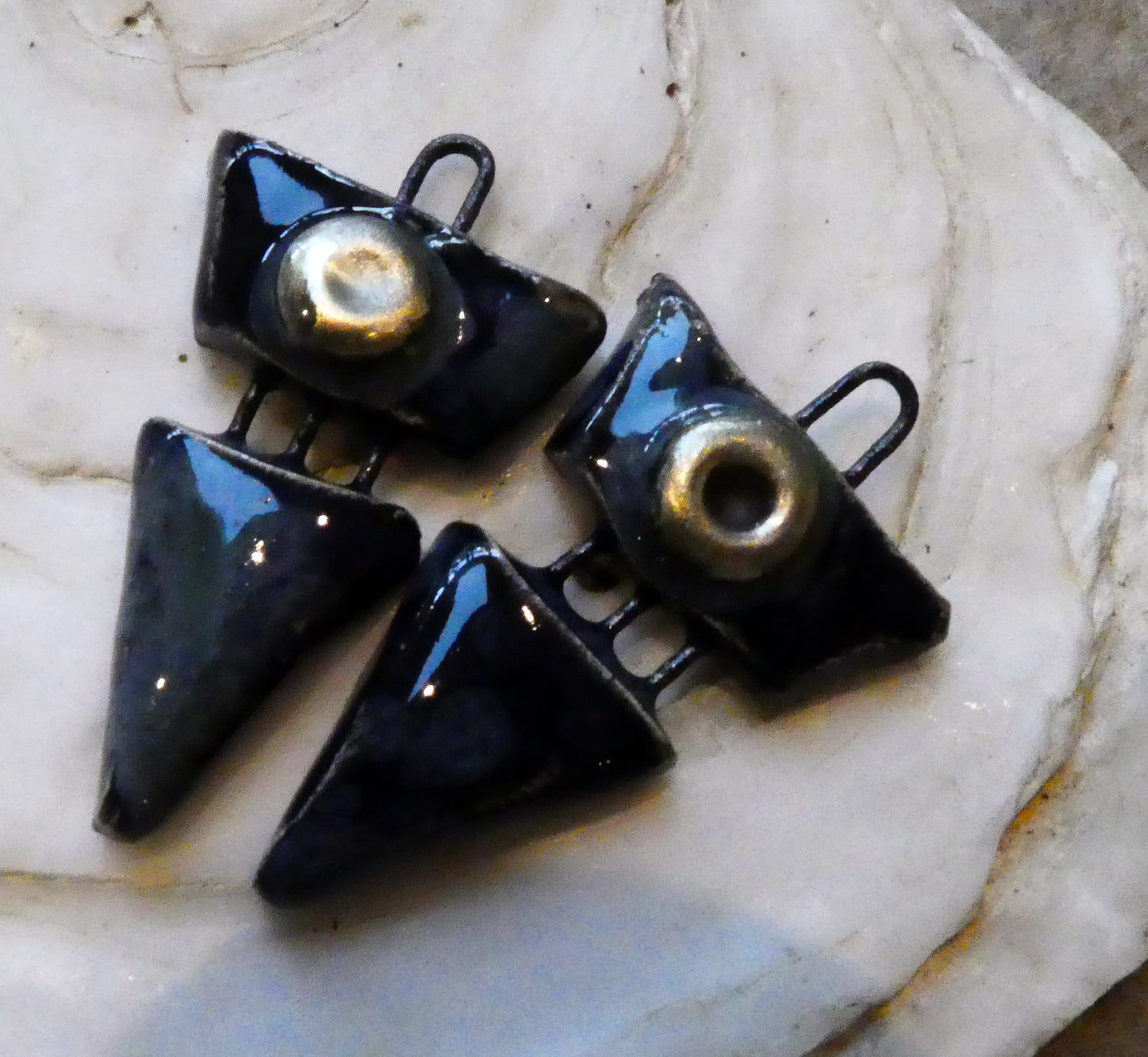 Ceramic Split Dagger Earring Charms - Obsidian