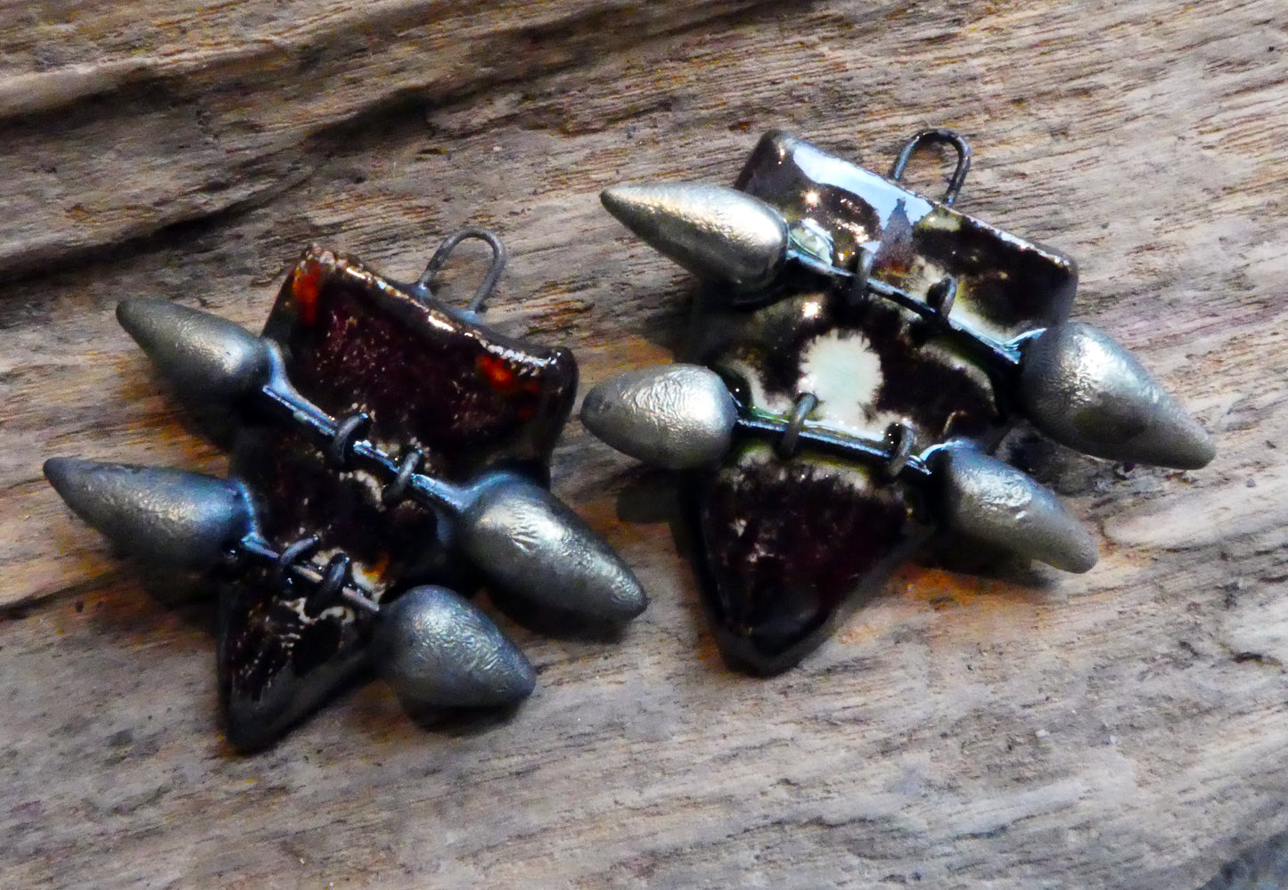 Ceramic Spear Shields Earring Charms - Dune