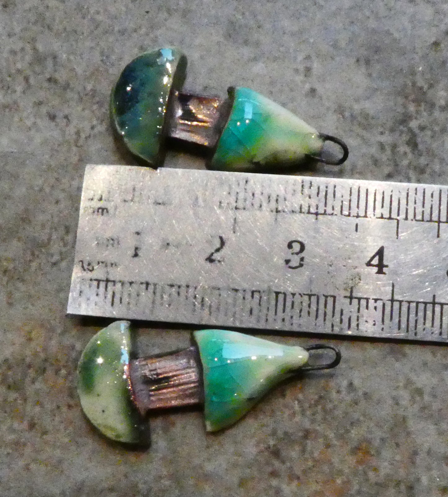 Ceramic Semi Circle and Triangle Multi Strand Earring Charms - Rockpool and Lime