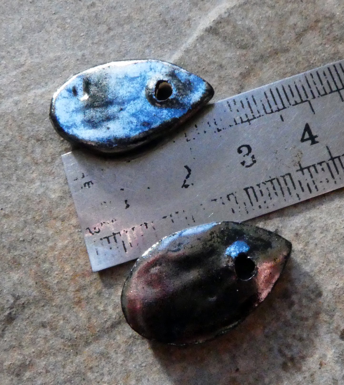 Ceramic Textured Scorched Slice Earring Charms - Gloria