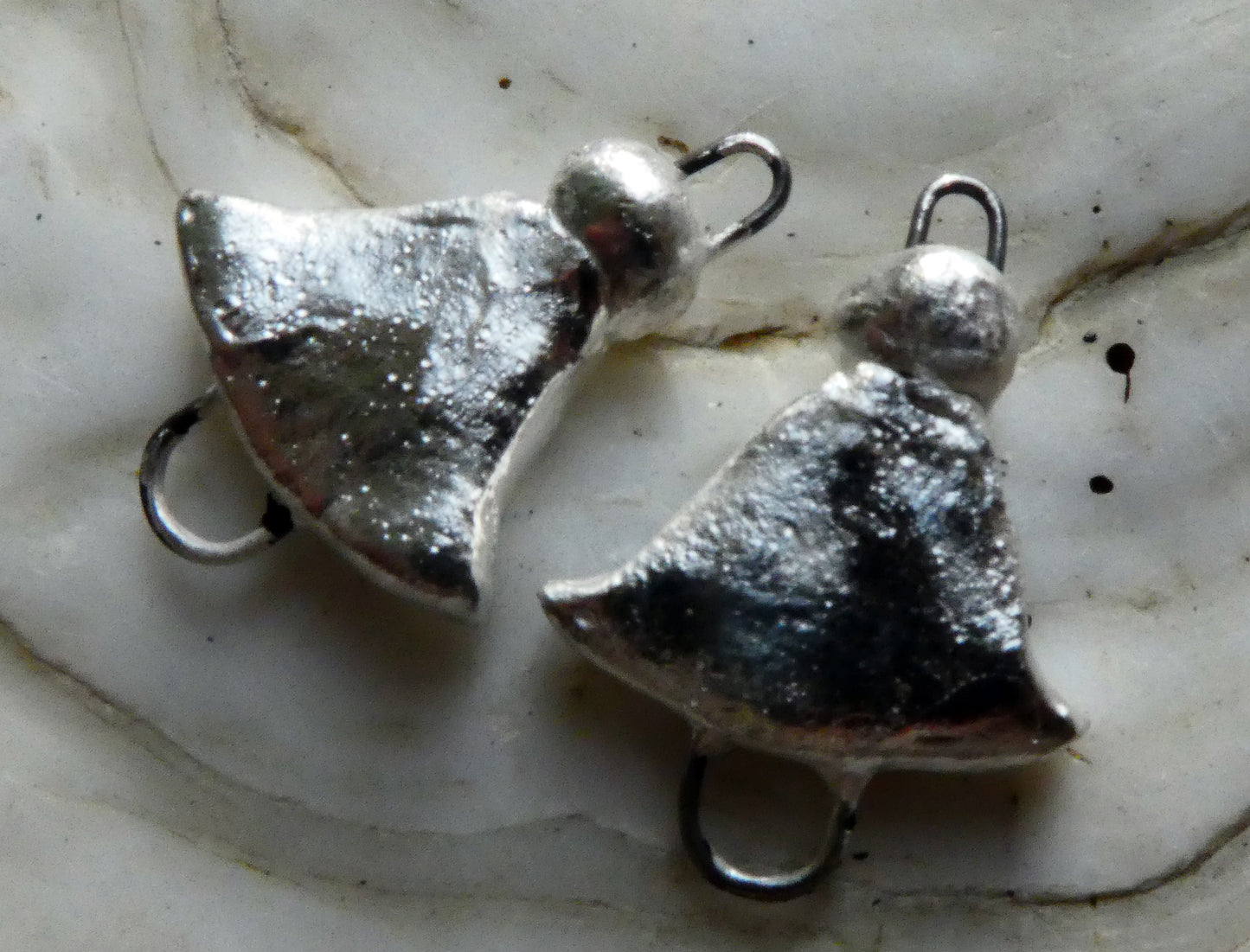Ceramic Bell Earring Connectors-Fine Silver