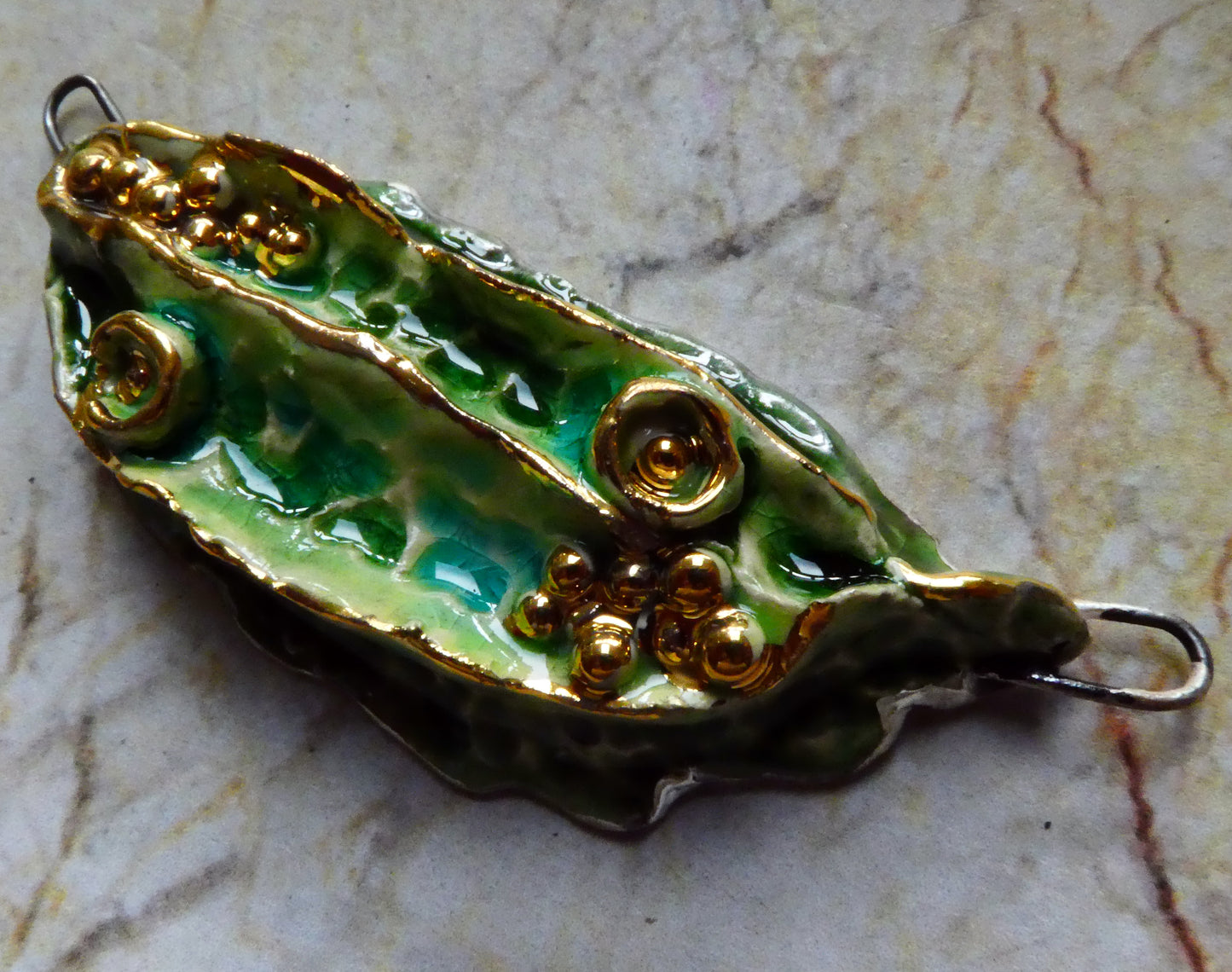 Ceramic Pinched Leaf Pendant