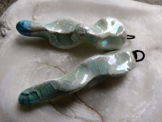 Porcelain Icicle Charms - Mother of Pearl Lustre