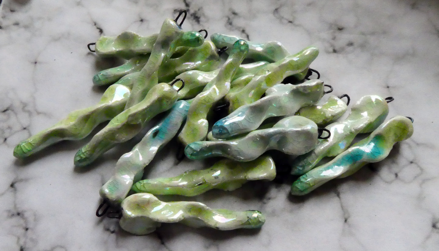 Porcelain Icicle Charms - Mother of Pearl Lustre