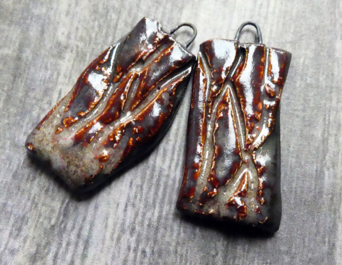 Ceramic Slate Wall Earring Charms - Volcanic Glow