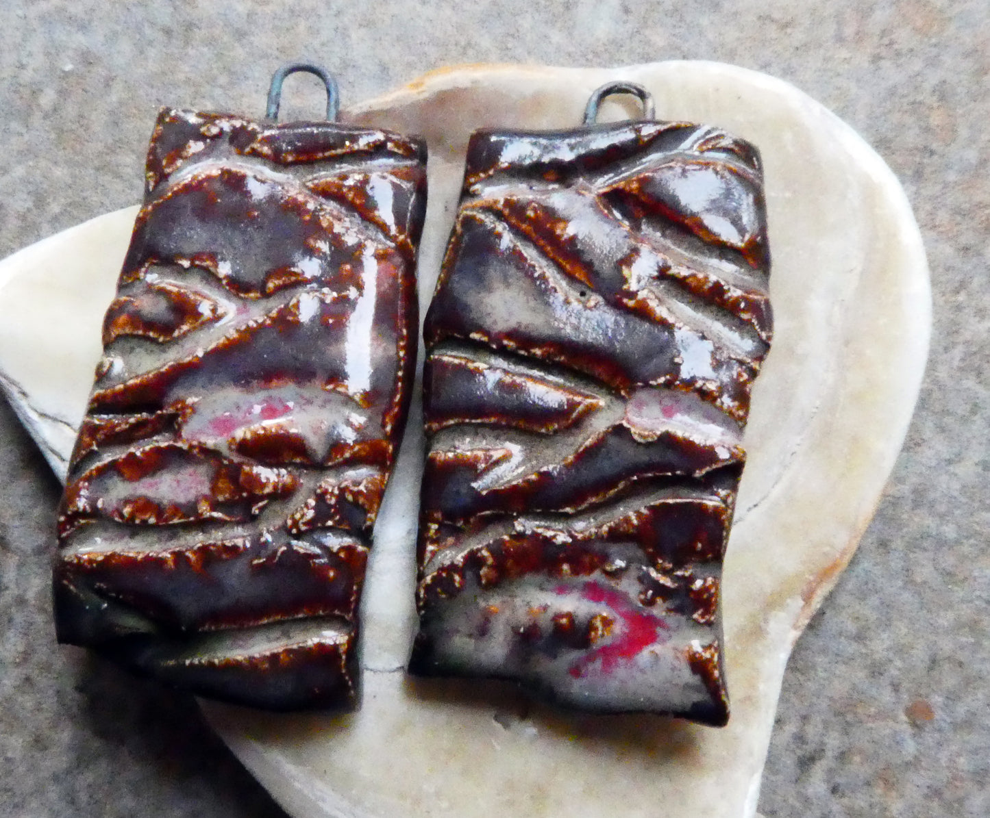 Ceramic Slate Wall Earring Charms #2 - Volcanic Glow