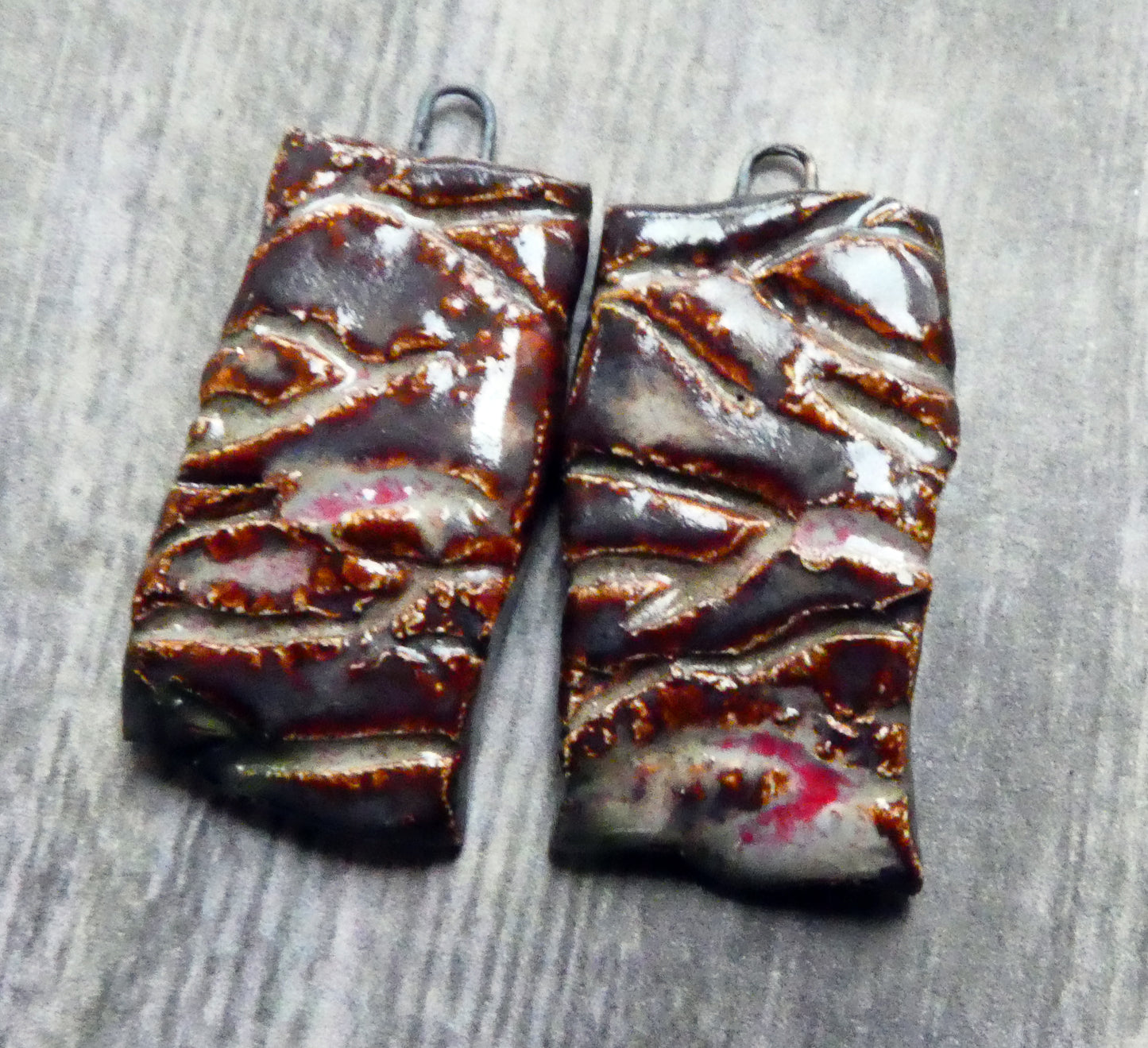 Ceramic Slate Wall Earring Charms #2 - Volcanic Glow