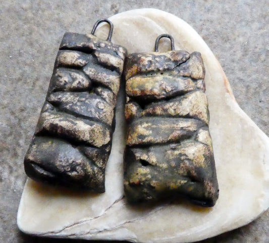 Ceramic Dry Stone Wall Earring Charms - Oxide