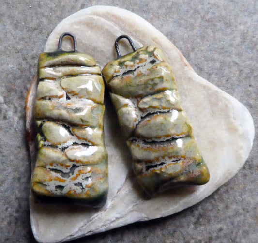 Ceramic Dry Stone Wall Earring Charms - Stone