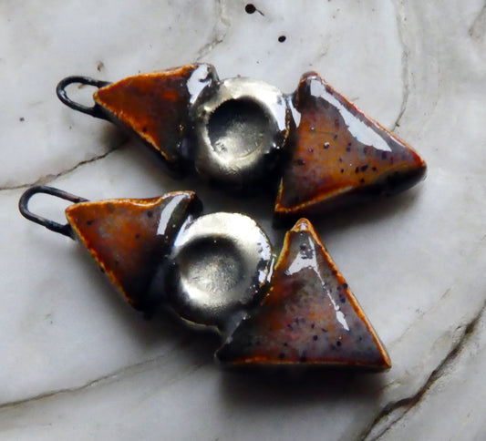 Ceramic Triangle and Disc Earring Charms -Amber Ash
