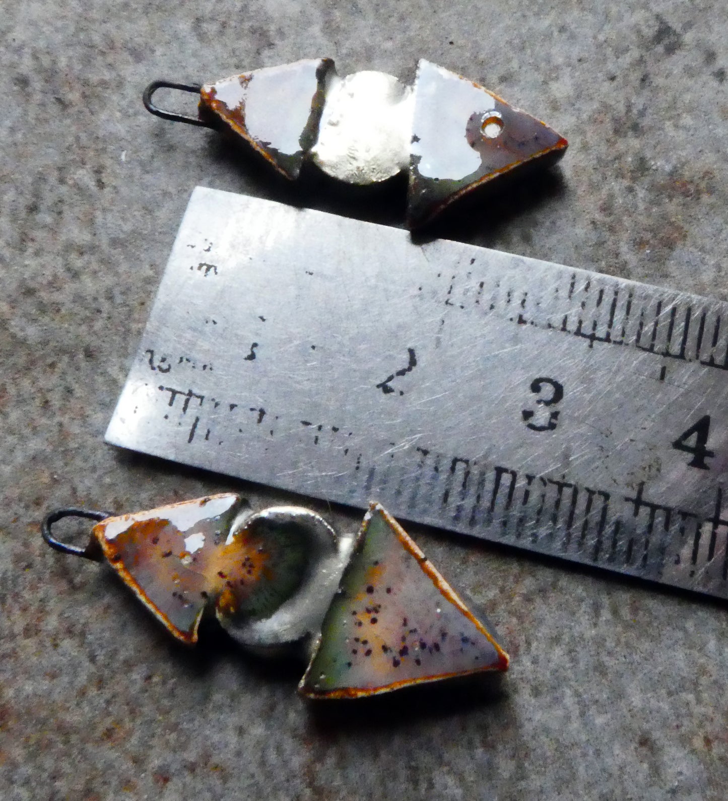 Ceramic Triangle and Disc Earring Charms -Amber Ash