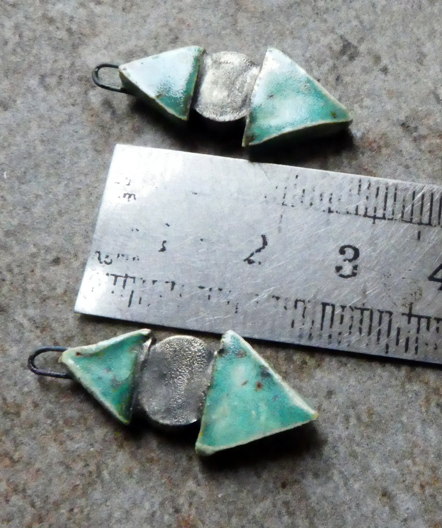 Ceramic Triangle and Disc Earring Charms -Turquoise Sprinkle