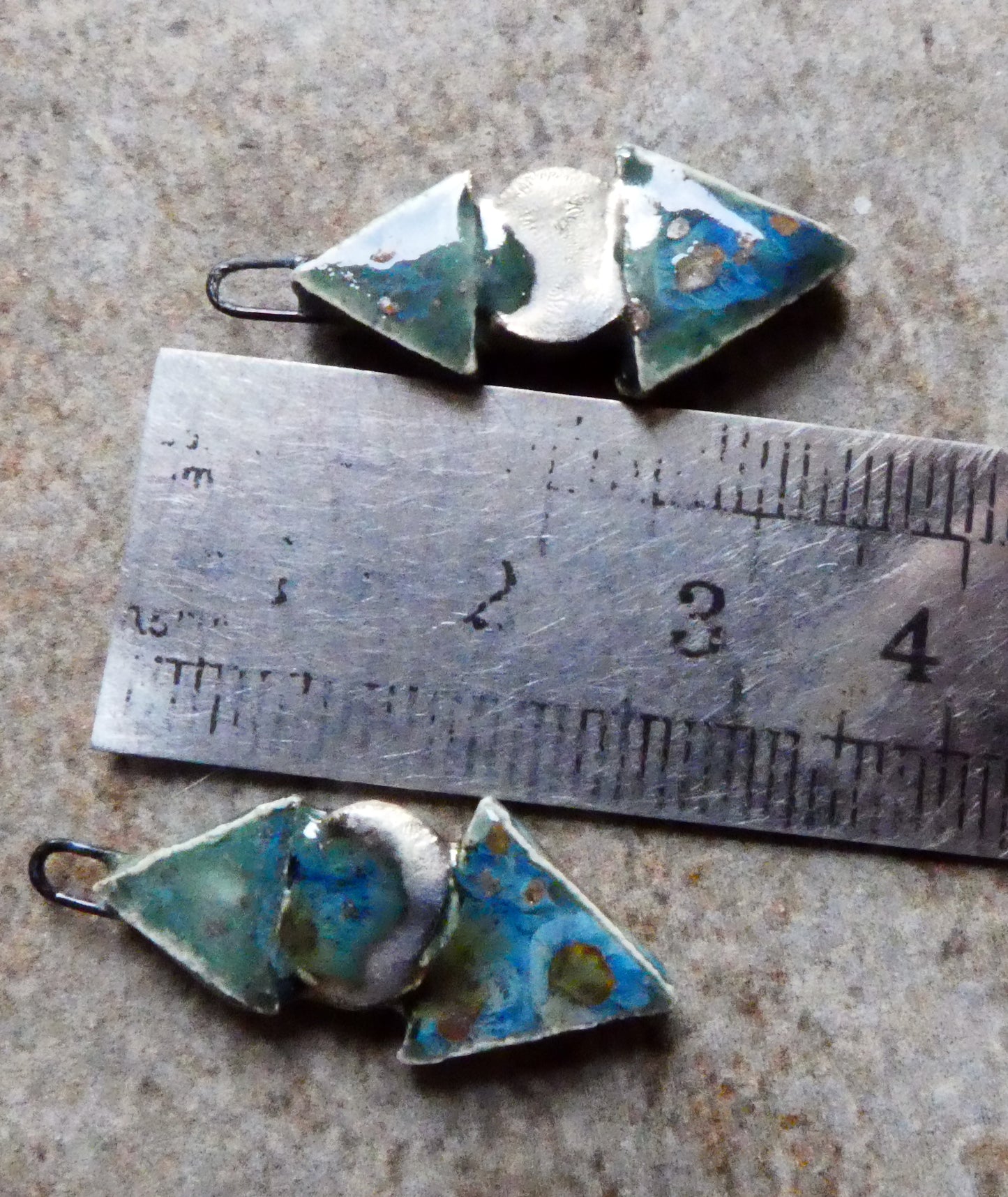 Ceramic Triangle and Disc Earring Charms -Mystic Jade