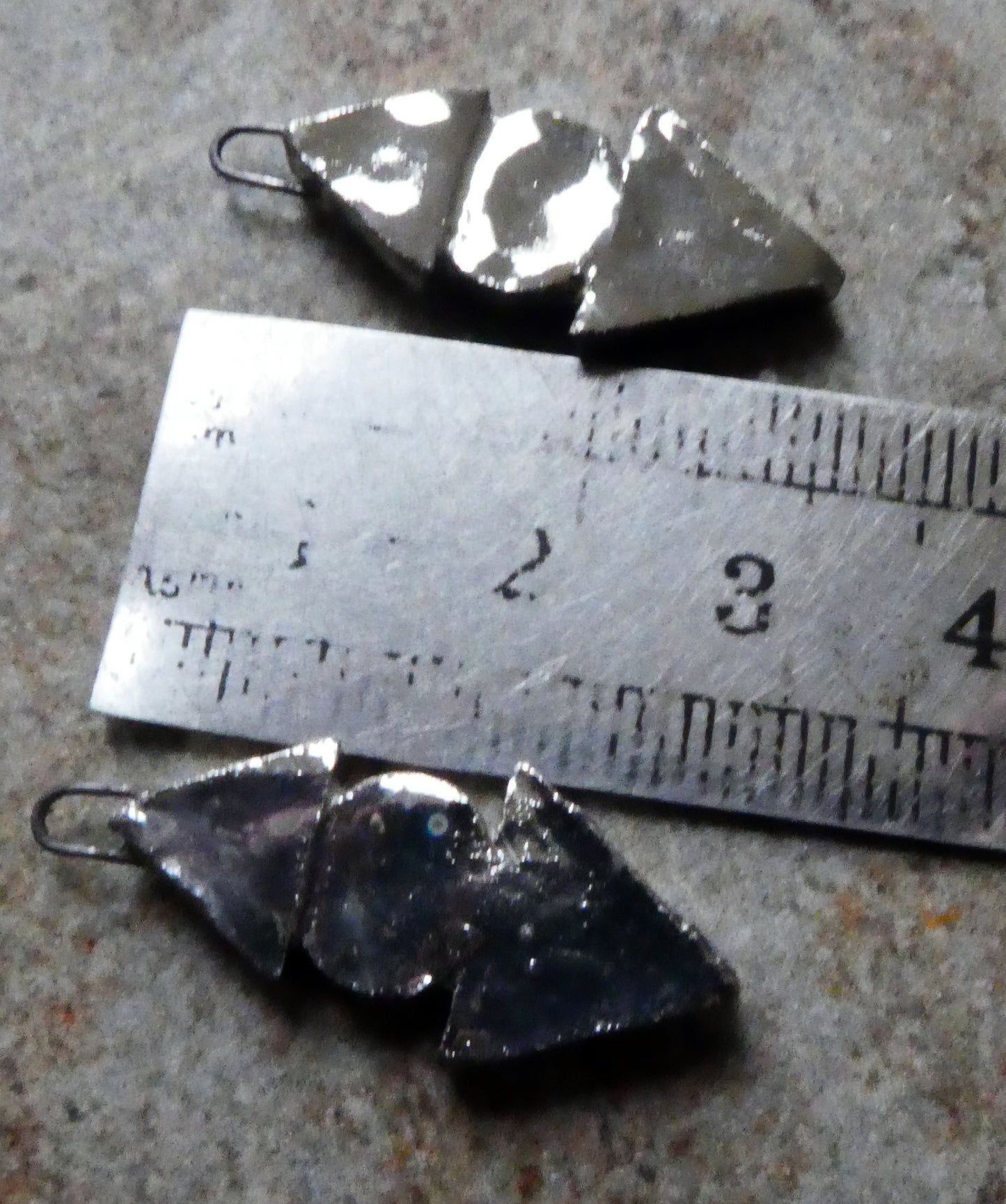 Ceramic Triangle and Disc Earring Charms -Platinum Lustre