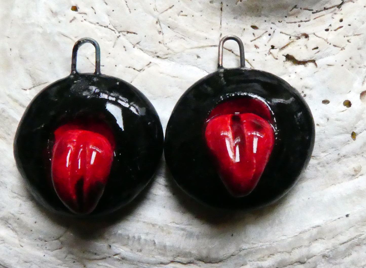 Ceramic Earring Charms -Poking Tongues #1