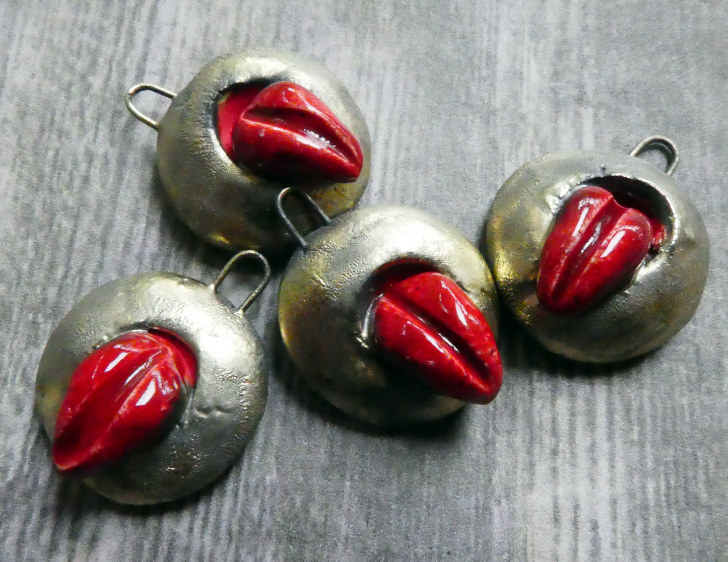 Ceramic Earring Charms -Poking Tongues #2