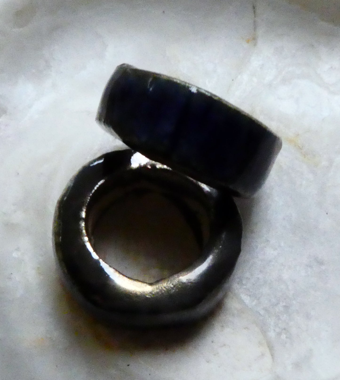 Ceramic Glazed Hoop Earring Charms - Mirror Blue