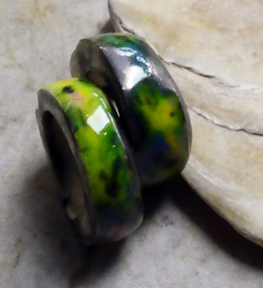 Ceramic Glazed Hoop Earring Charms - Mardi Gras