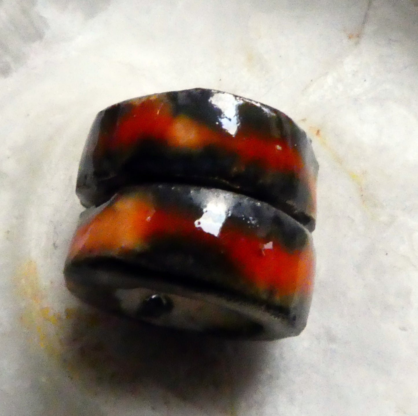 Ceramic Glazed Hoop Earring Charms -Wildfire