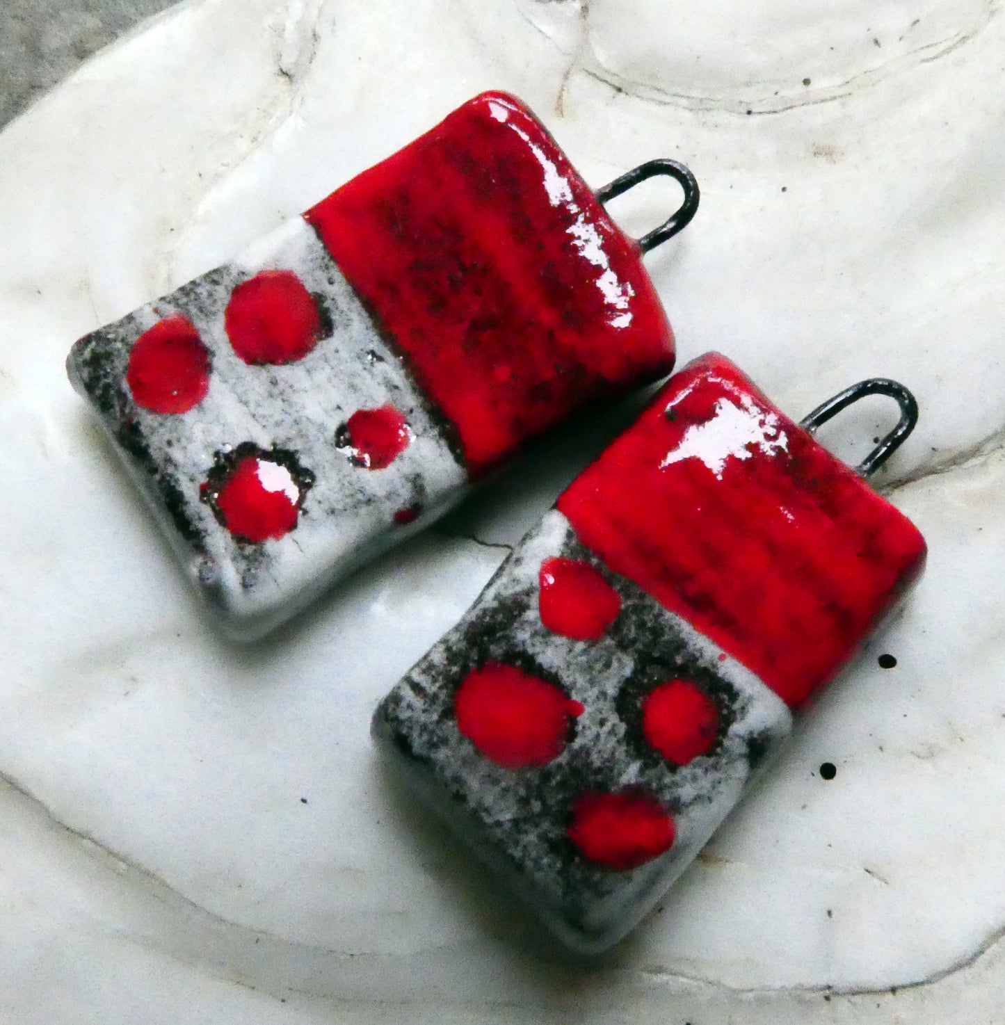 Ceramic Sgraffito Tablet Earring Charms#7