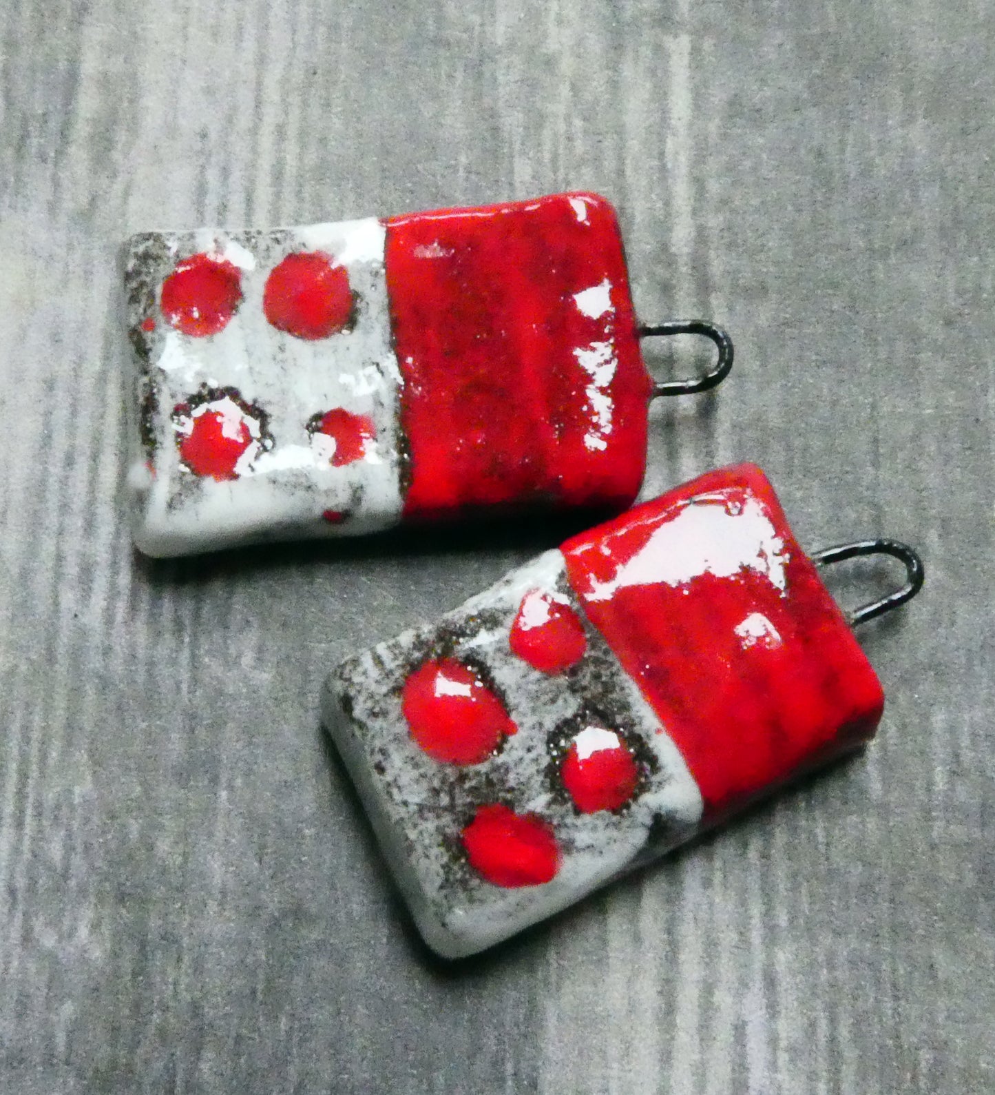 Ceramic Sgraffito Tablet Earring Charms#7