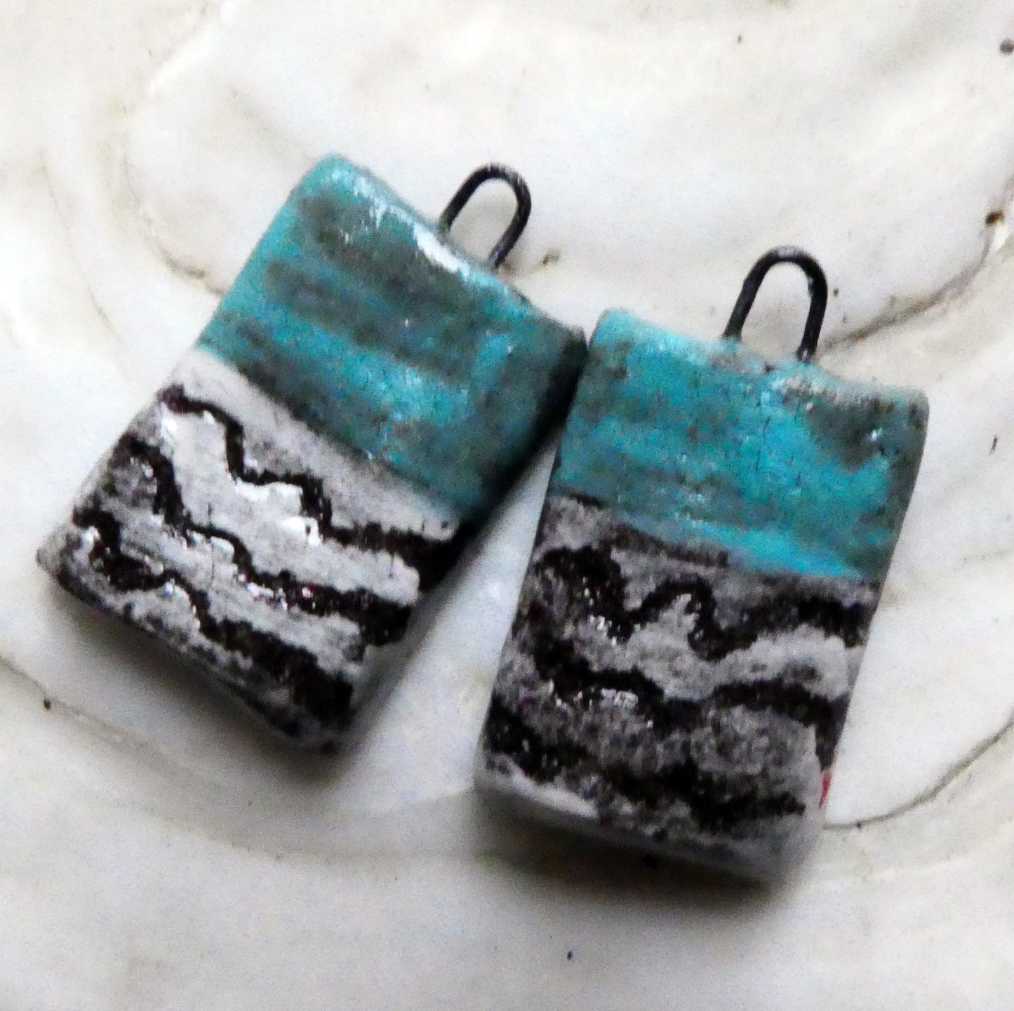 Ceramic Sgraffito Tablet Earring Charms#11