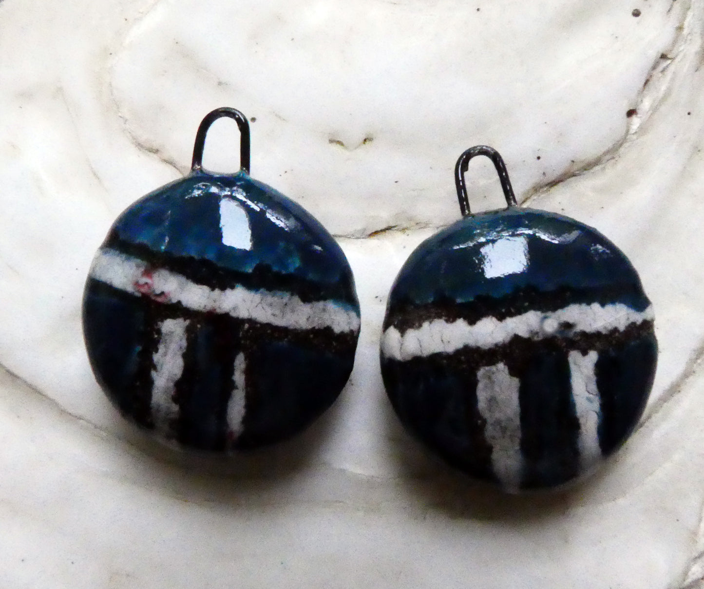 Ceramic Sgraffito Disc Earring Charms#12
