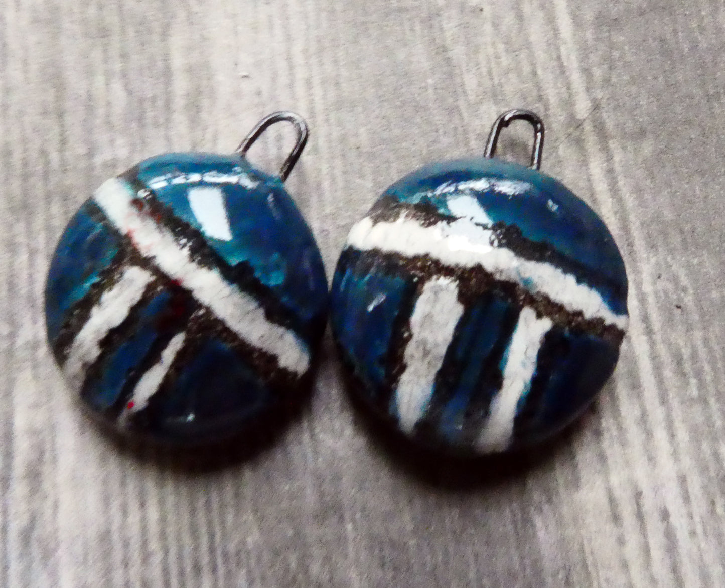 Ceramic Sgraffito Disc Earring Charms#12