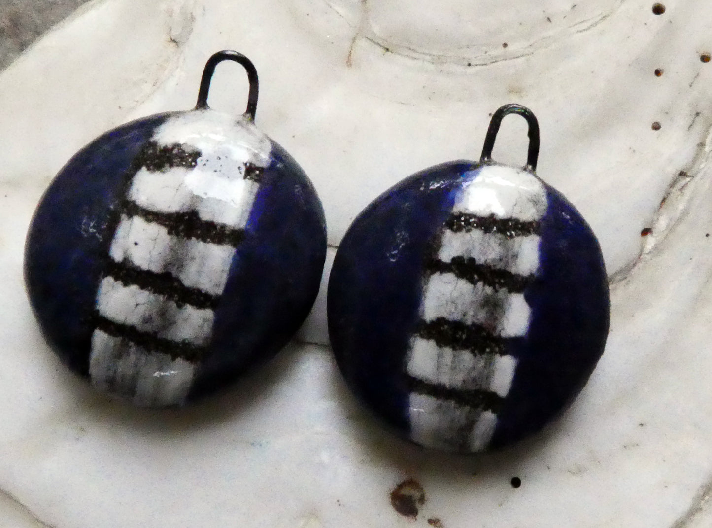 Ceramic Sgraffito Disc Earring Charms#12