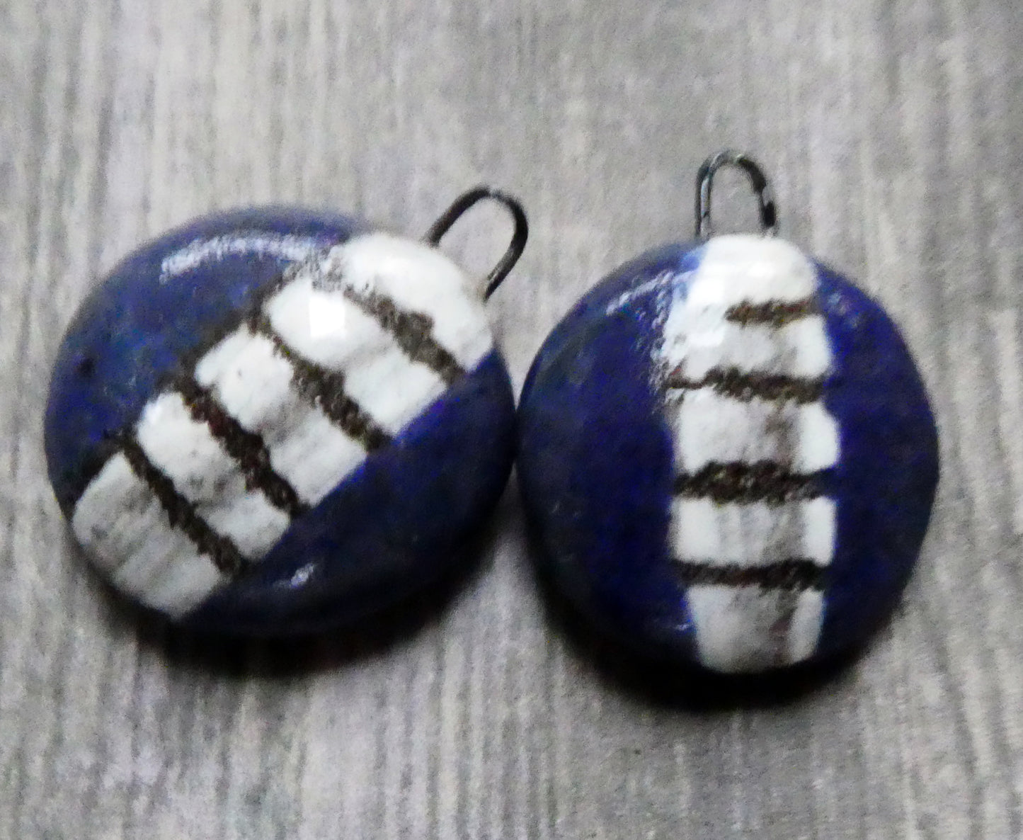 Ceramic Sgraffito Disc Earring Charms#12