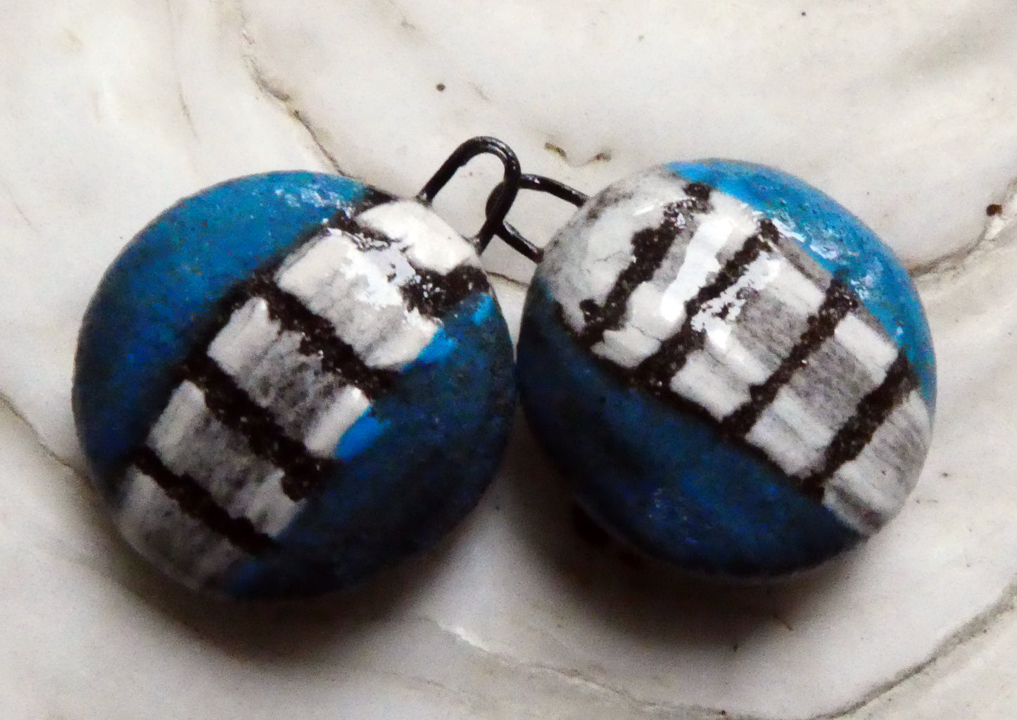 Ceramic Sgraffito Disc Earring Charms#16