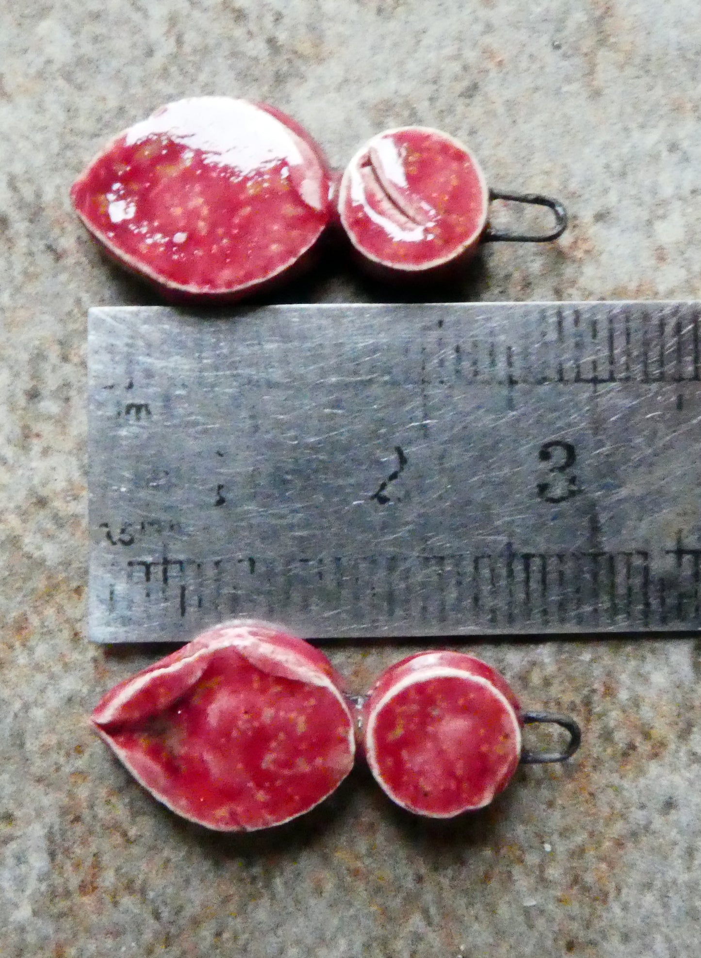 Ceramic Silver Pool Earring Charms - Strawberry Sundae