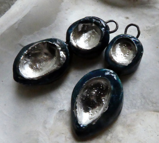 Ceramic Silver Pool Earring Charms - Teal