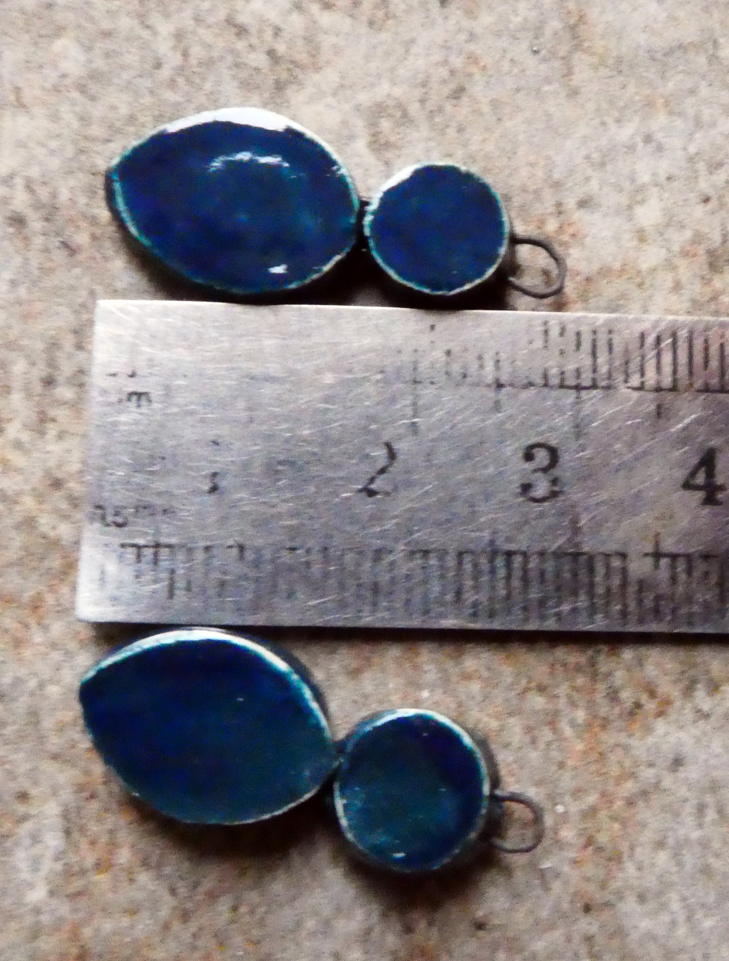 Ceramic Silver Pool Earring Charms - Teal