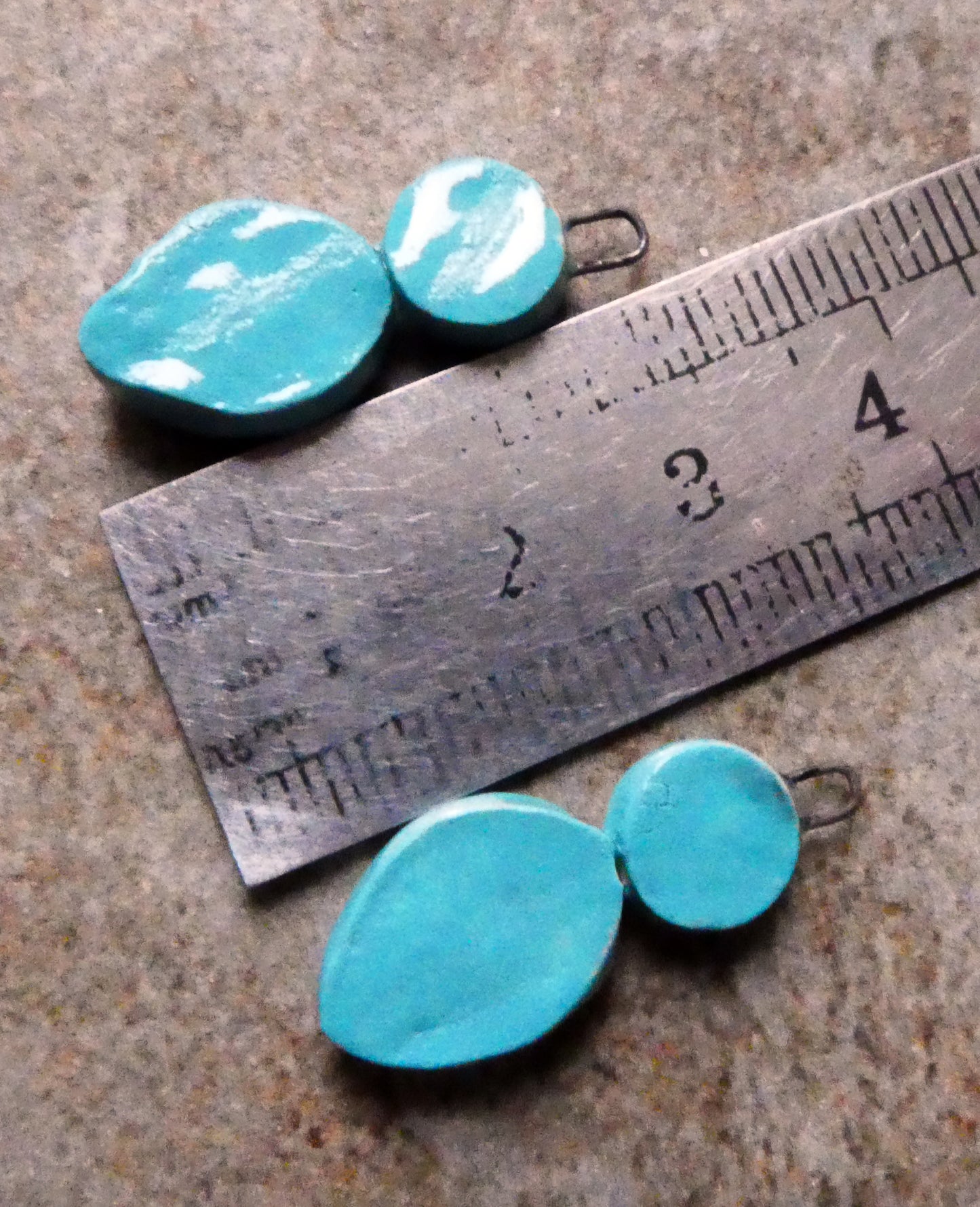 Ceramic Silver Pool Earring Charms - Navajo Turquoise
