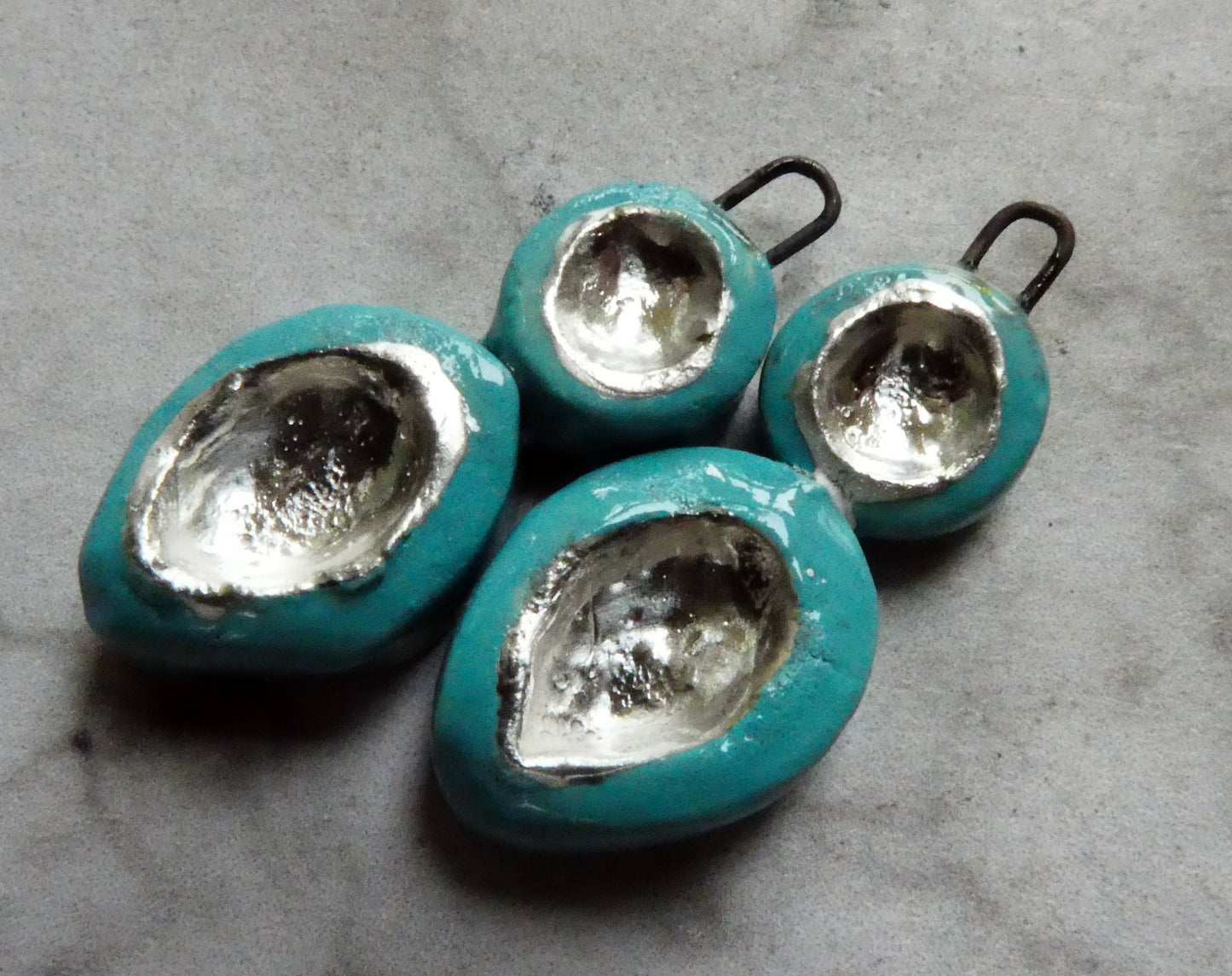 Ceramic Silver Pool Earring Charms - Navajo Turquoise