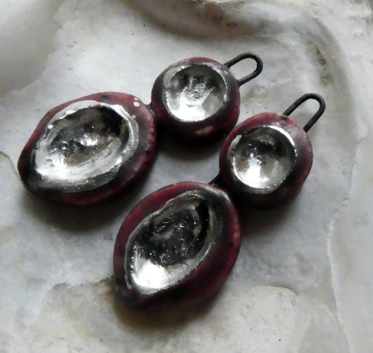 Ceramic Silver Pool Earring Charms - Damson