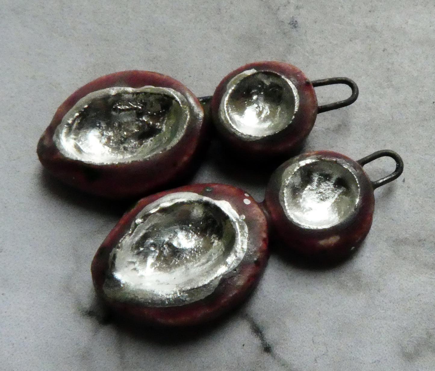 Ceramic Silver Pool Earring Charms - Damson