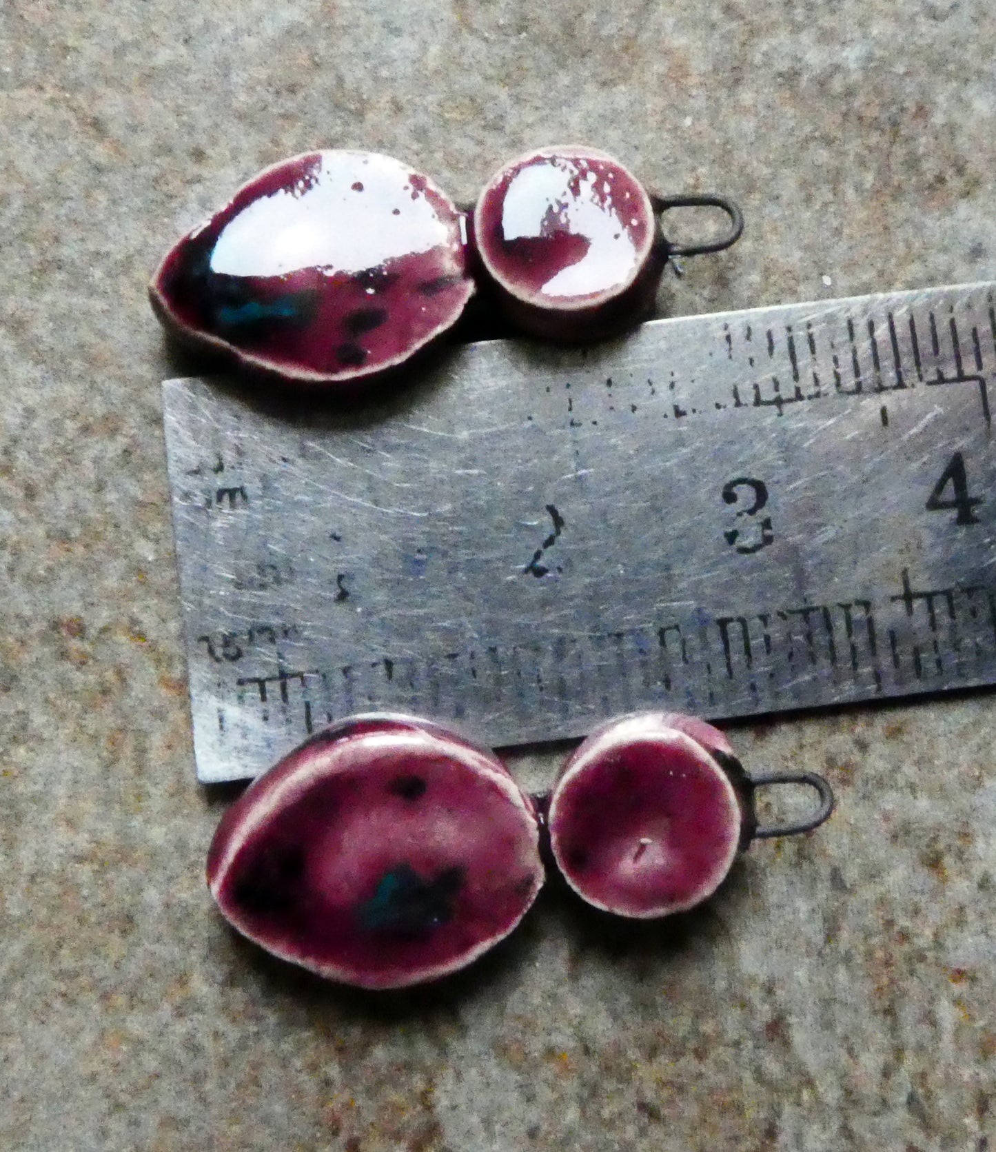 Ceramic Silver Pool Earring Charms - Peppered Raspberry