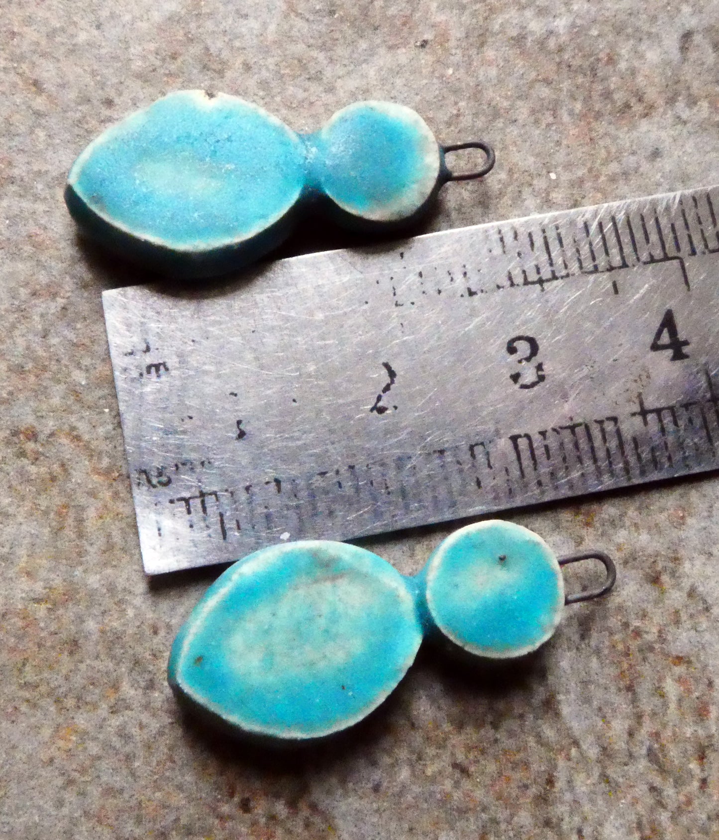 Ceramic Silver Pool Earring Charms - Antique Turquoise