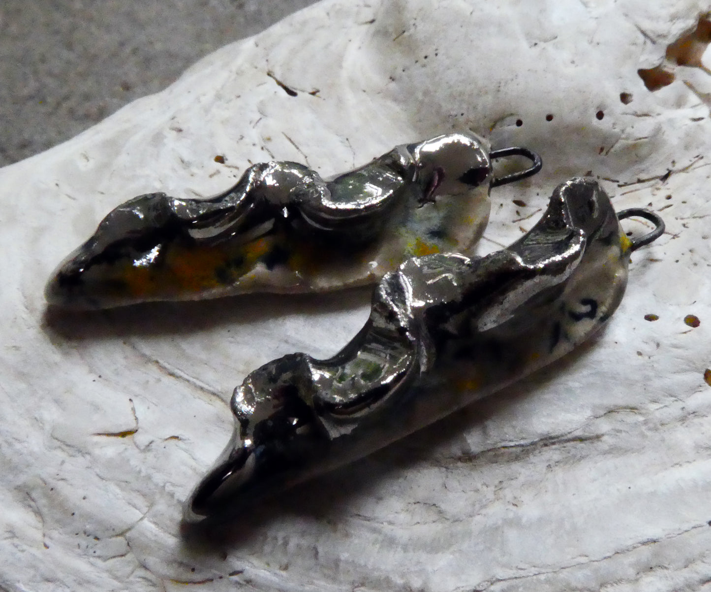 Ceramic Frilly Front Earring Charms - Fireflies