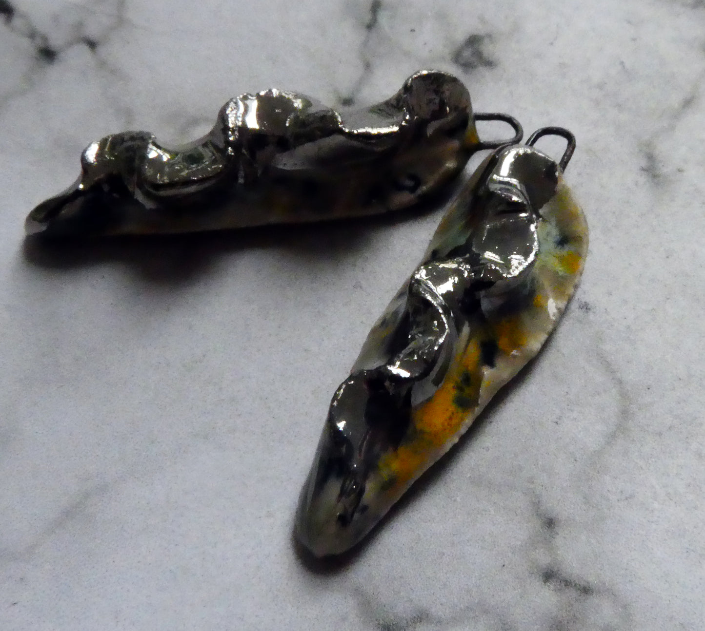 Ceramic Frilly Front Earring Charms - Fireflies