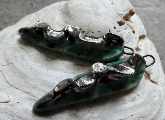 Ceramic Frilly Front Earring Charms - Turquoise Sprinkle