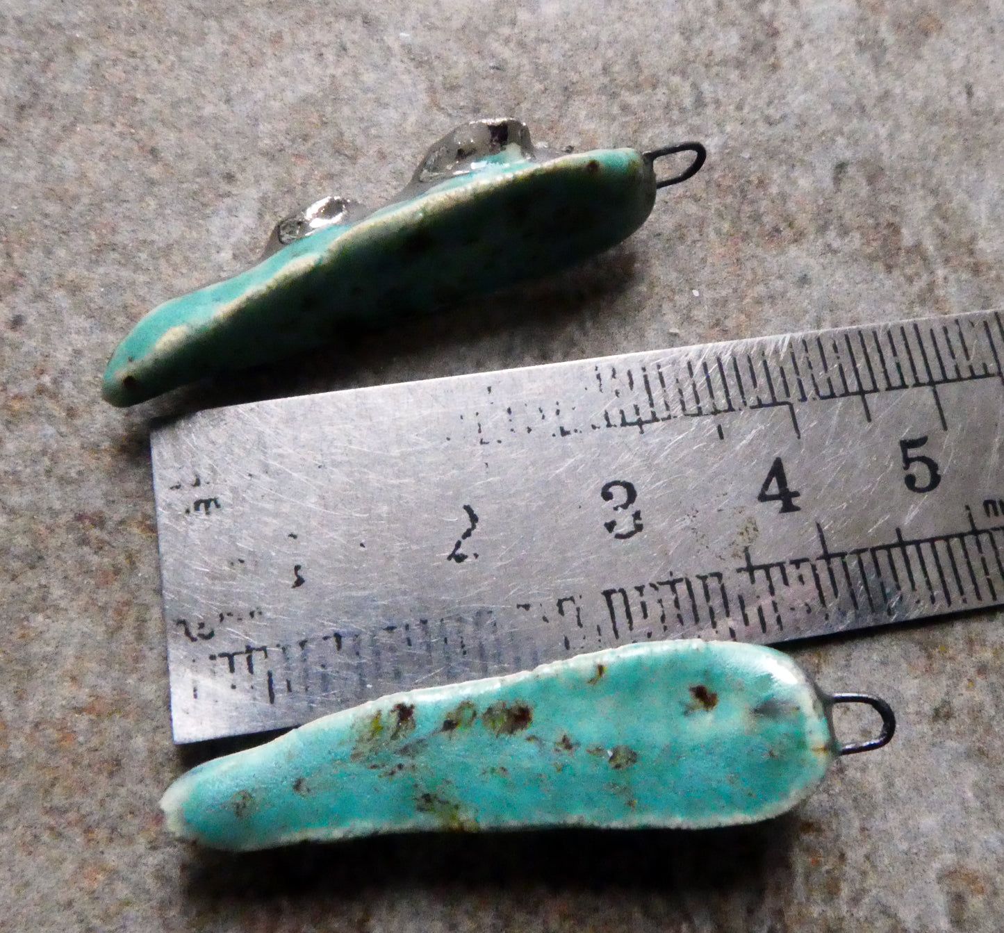 Ceramic Frilly Front Earring Charms - Turquoise Sprinkle