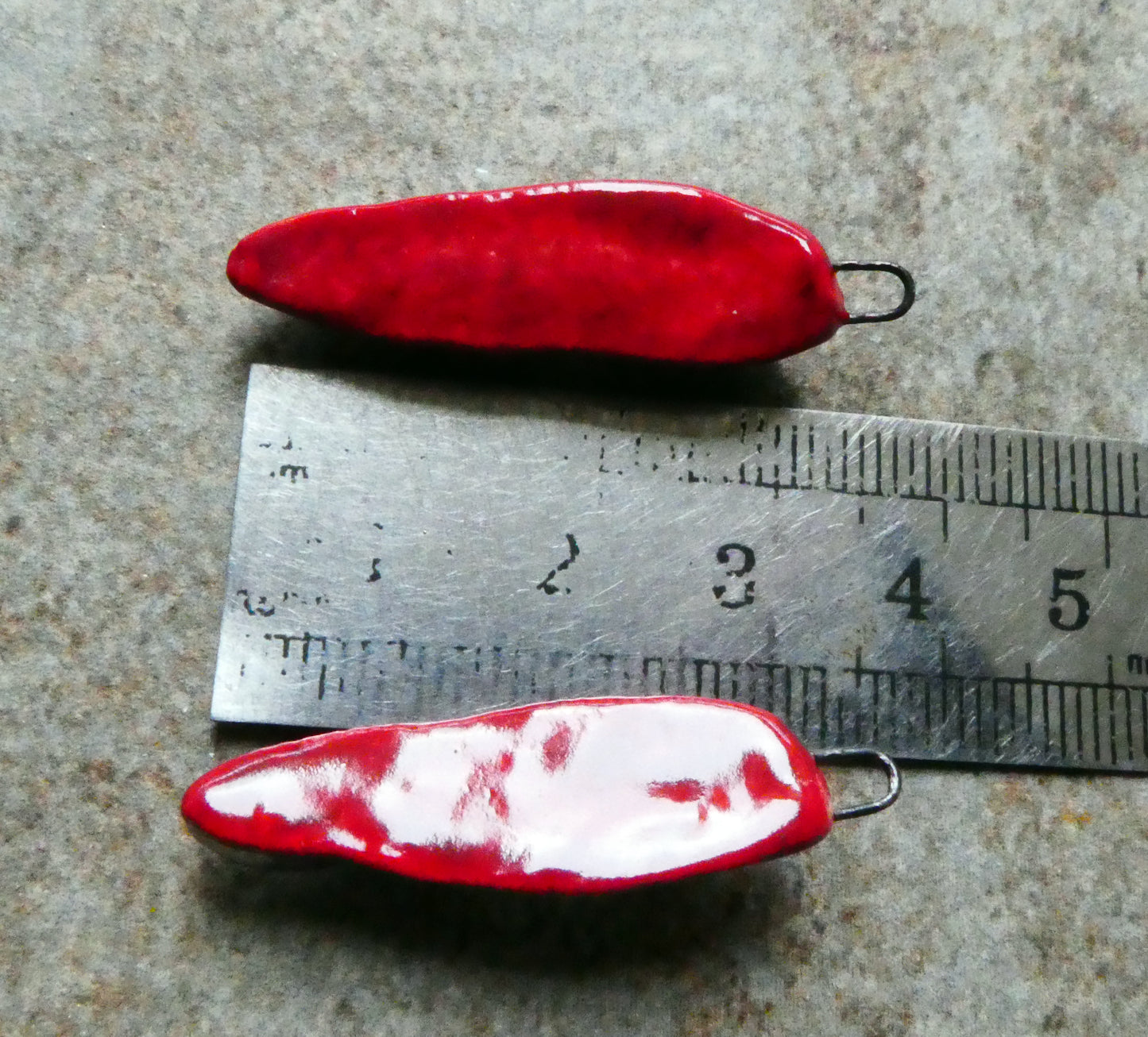 Ceramic Frilly Front Earring Charms -Red